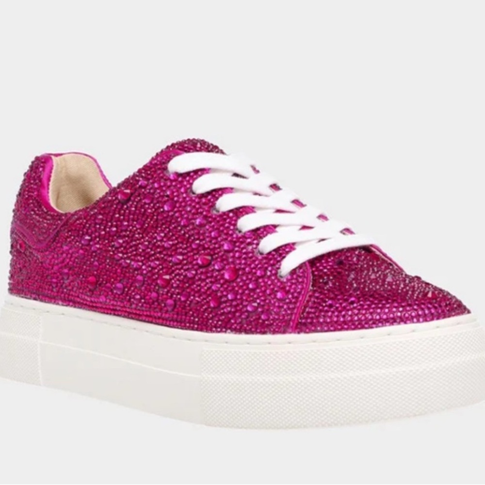 Betsey Johnson Sidny Pink Rhinestone Women's Sneakers 8.5M